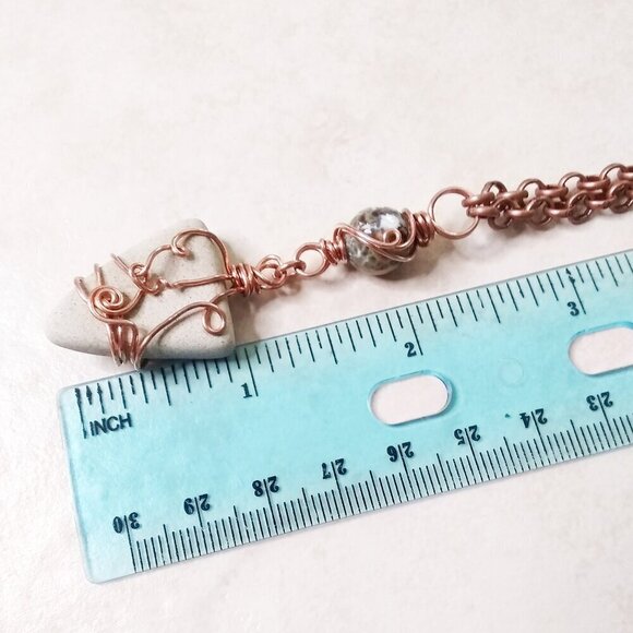 Uniquely HandCrafted Fall Necklace! Mixed Media & Copper Wire Wrap Design #1 - Picture 8 of 8